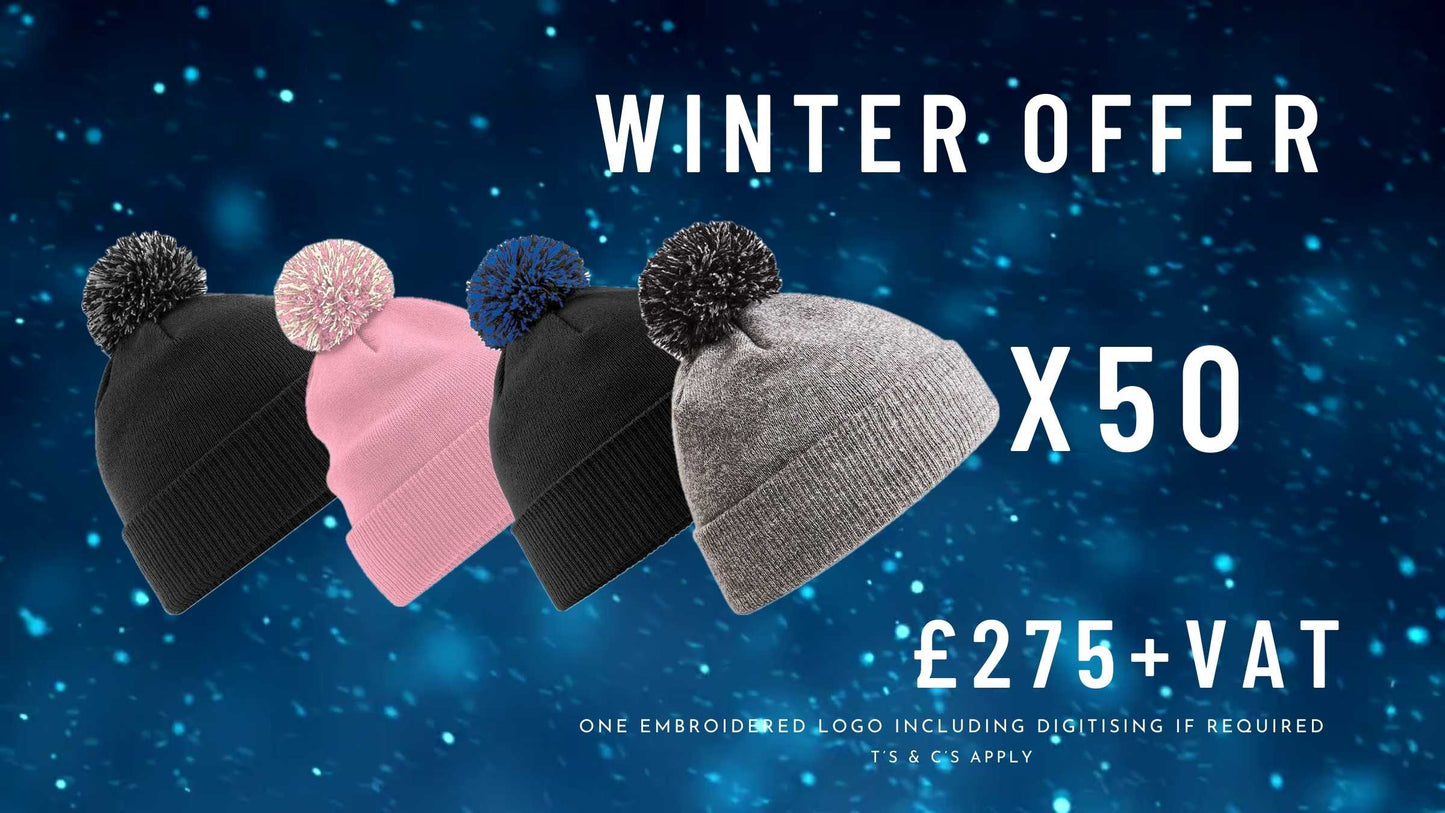 50 Custom Embroidered Beanie hats