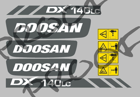 Doosan DX140 LC Digger replacement decals